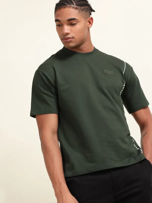 Green_Cotton_Oversized_Slogan_Print_T-Shirt_For_Men