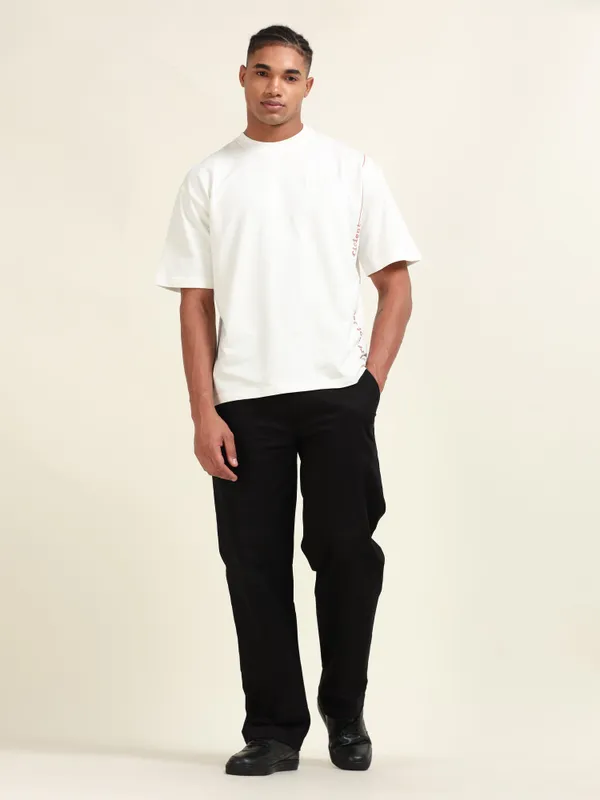 White_Cotton_Oversized_Slogan_Print_T-Shirt_For_Men