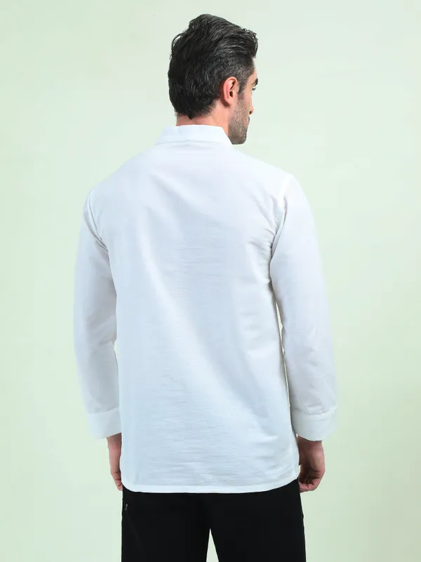 Off_White_Linen_Regular_Fit_Standing_Collar_Shirt_For_Men