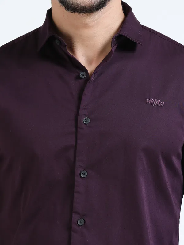 Wine_Cotton_Slim_Fit_Formal_Shirt_For_Men