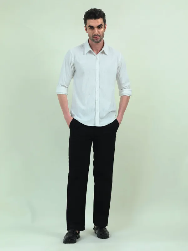 White_Velvet_Regular_Fit_Textured_Shirt_For_Men