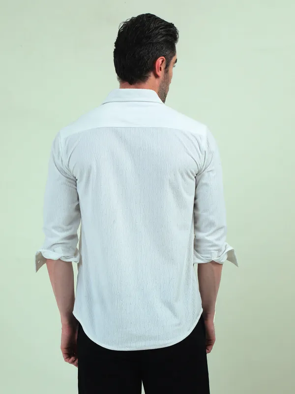 White_Velvet_Regular_Fit_Textured_Shirt_For_Men