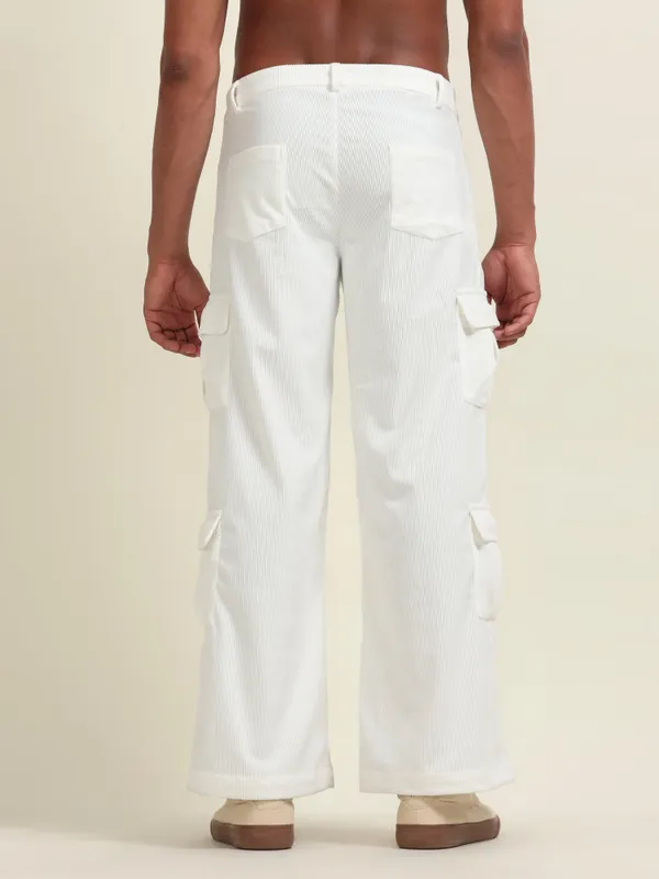White_Polyester_Loose_Fit_Cargo_Pants_For_Men