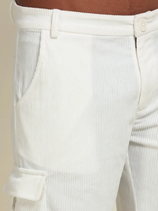 White_Polyester_Loose_Fit_Cargo_Pants_For_Men