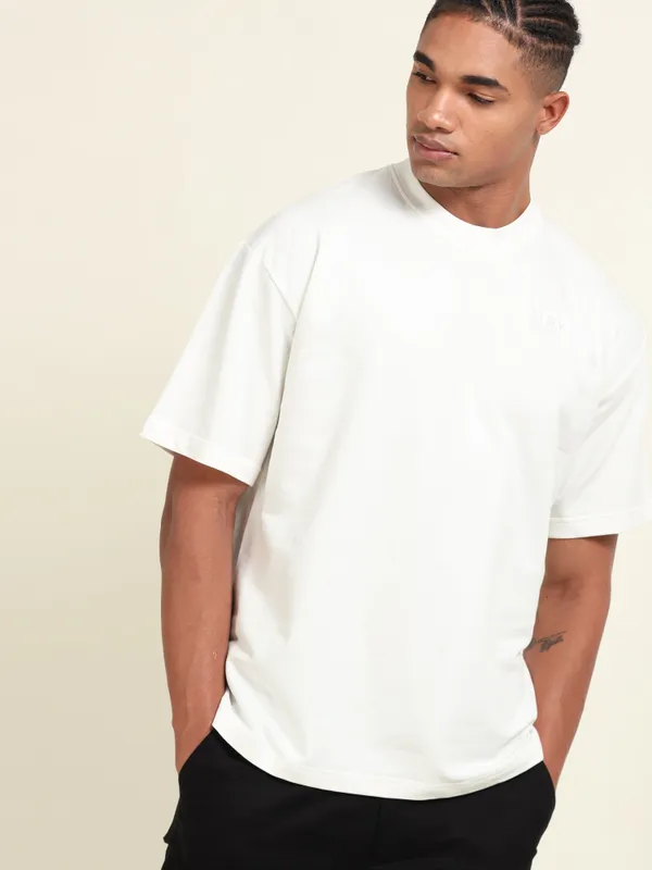 White_Cotton_Terrycloth_Oversized_Puff_Print_T-Shirt_For_Men