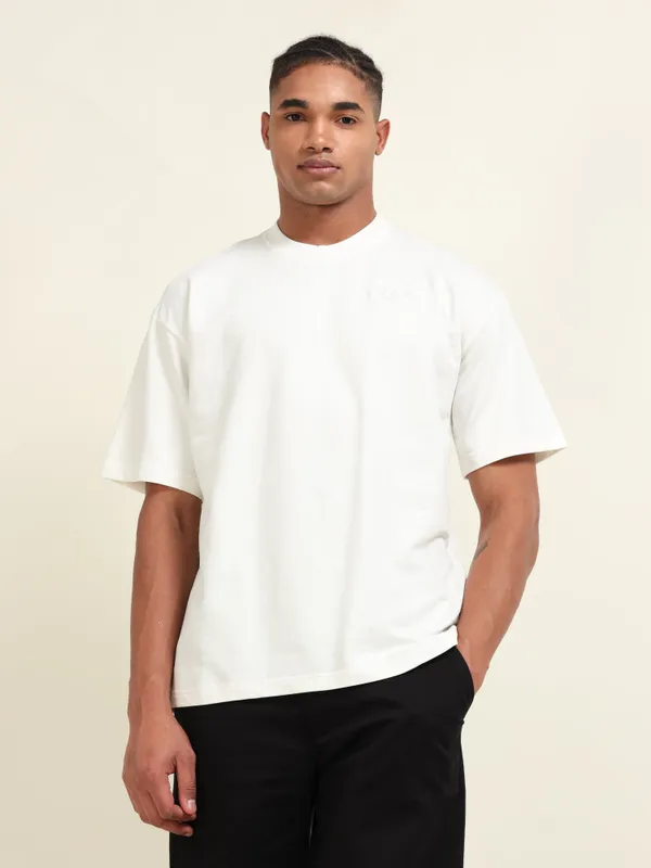 White_Cotton_Terrycloth_Oversized_Puff_Print_T-Shirt_For_Men