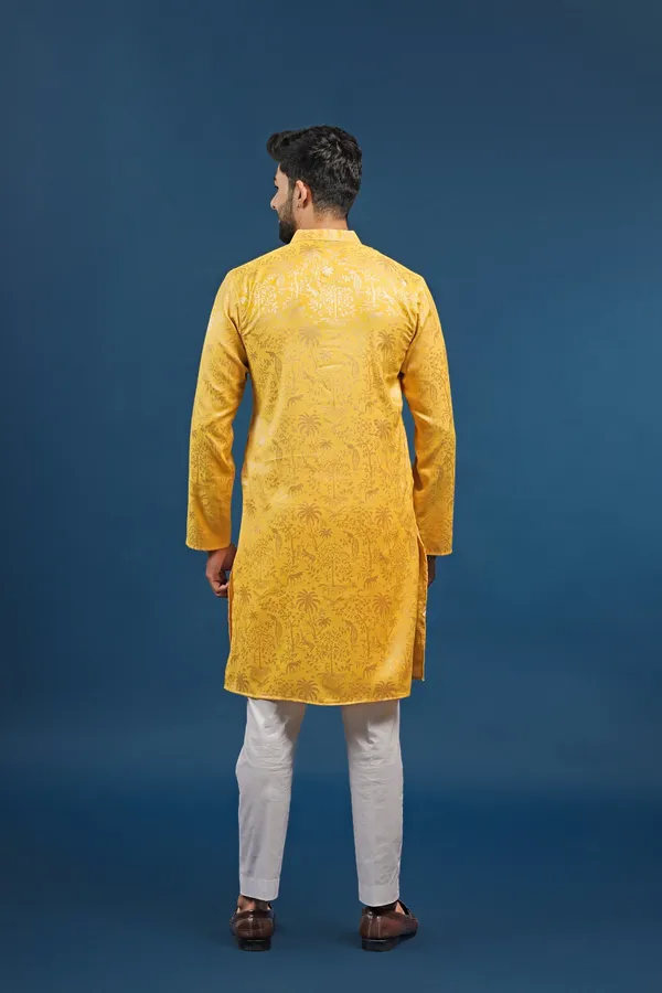 Yellow_Cotton_Silk_Jacquard_Texture_Ethnic_Set