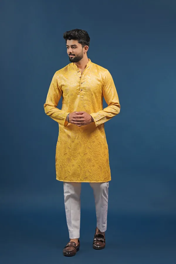 Yellow_Cotton_Silk_Jacquard_Texture_Ethnic_Set