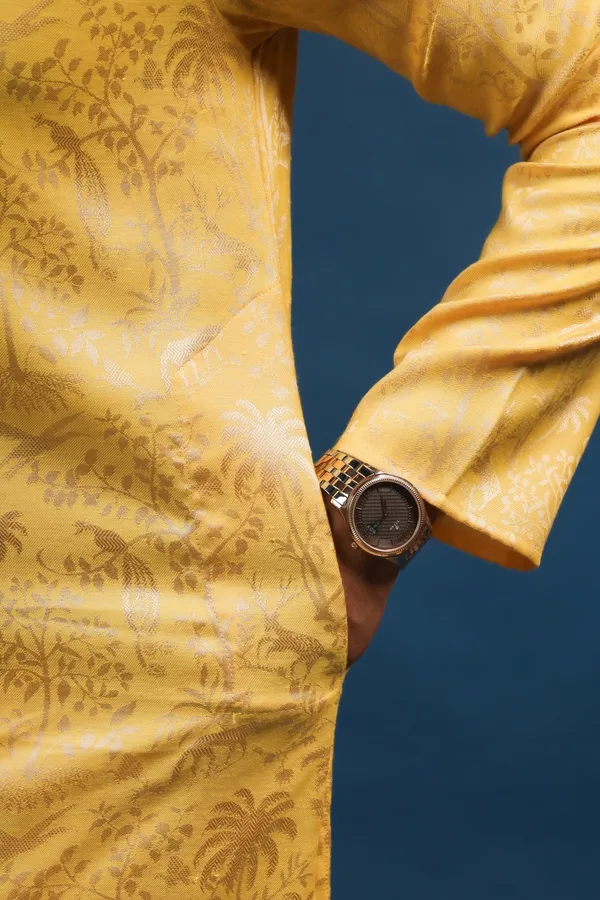 Yellow_Cotton_Silk_Jacquard_Texture_Ethnic_Set