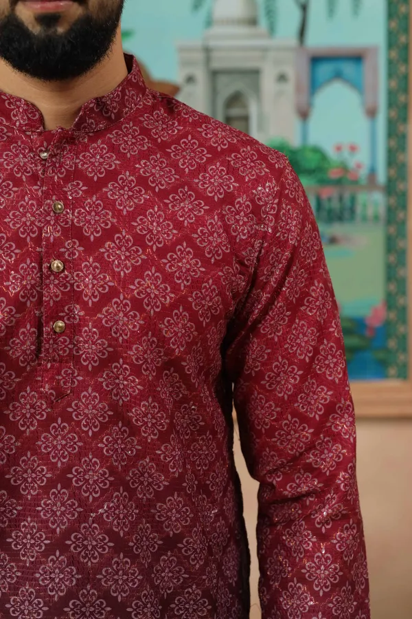 Maroon_Cotton_Zari_thread_Work_with_Animal_Print_Kurta