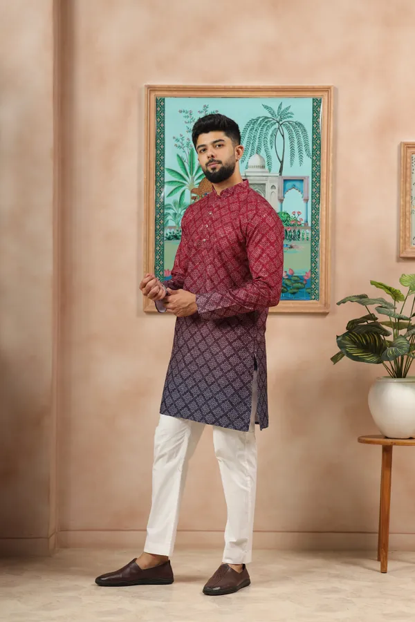 Maroon_Cotton_Zari_thread_Work_with_Animal_Print_Kurta