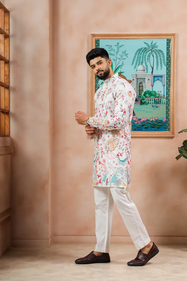 Cream_Cotton_Zari_thread_Work_with_Animal_Print_Kurta