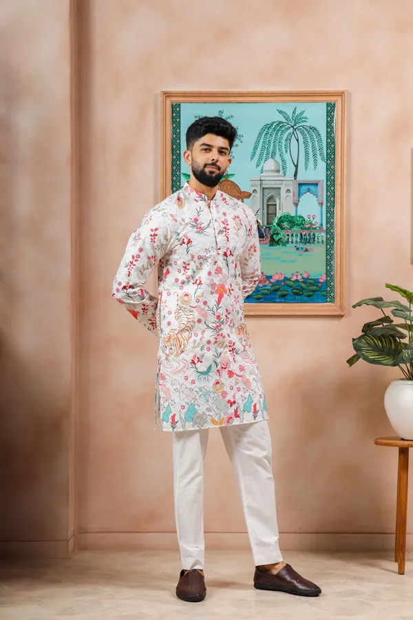 Cream_Cotton_Zari_thread_Work_with_Animal_Print_Kurta