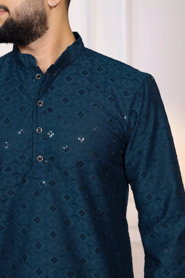 Teal_Rayon_Embroidered_with_sequins_Ethnic_Set