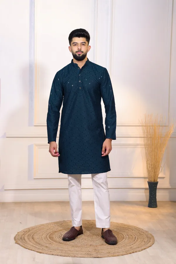 Teal_Rayon_Embroidered_with_sequins_Ethnic_Set