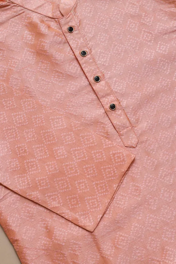 Pink_Silk_Jacquard_Woven_Texture_Kurta