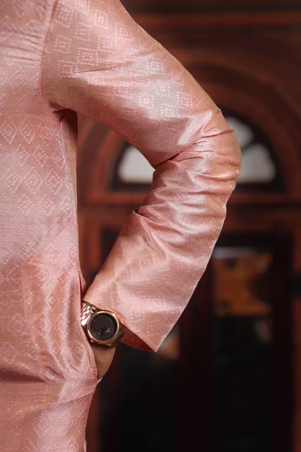 Pink_Silk_Jacquard_Woven_Texture_Kurta