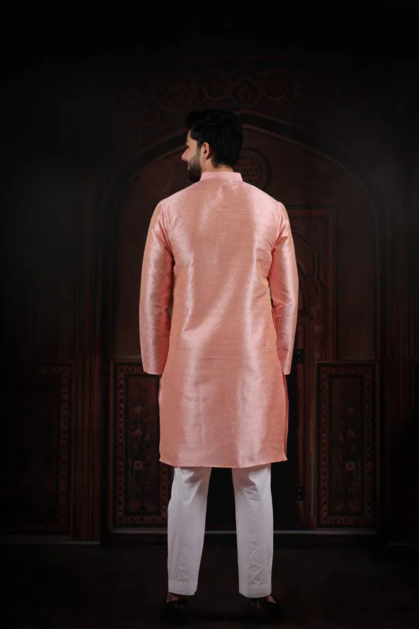 Pink_Silk_Jacquard_Woven_Texture_Kurta