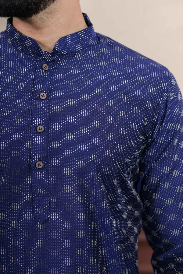 Navy_Cotton_Woven_Texture_Kurta