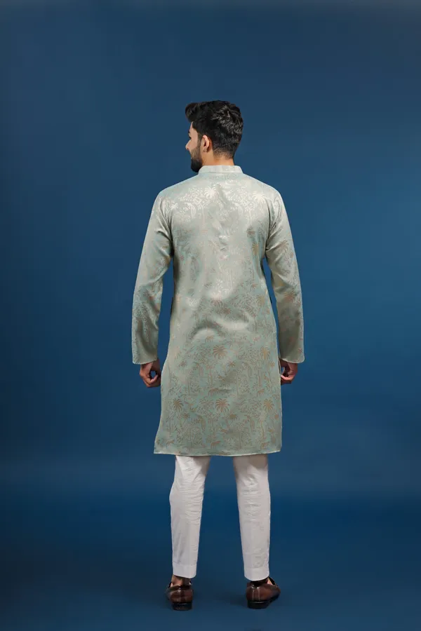 Navy_Cotton_Silk_Jacquard_Texture_Kurta