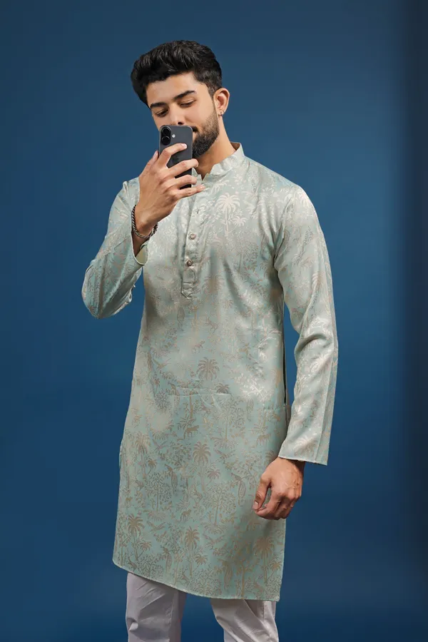 Navy_Cotton_Silk_Jacquard_Texture_Kurta