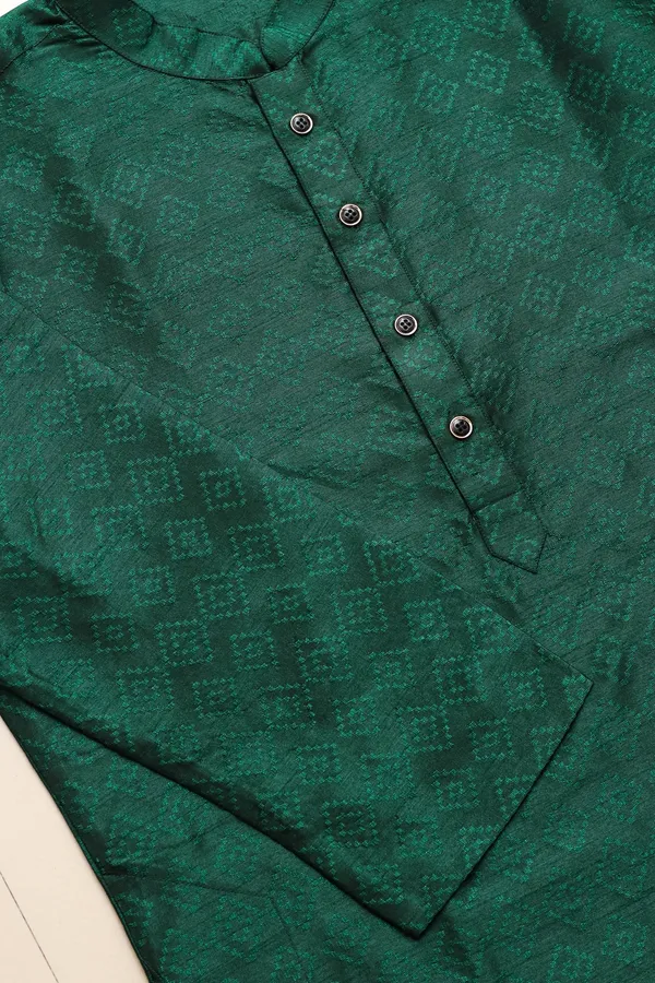 Dark_Green_Silk_Jacquard_Woven_Texture_Ethnic_Set