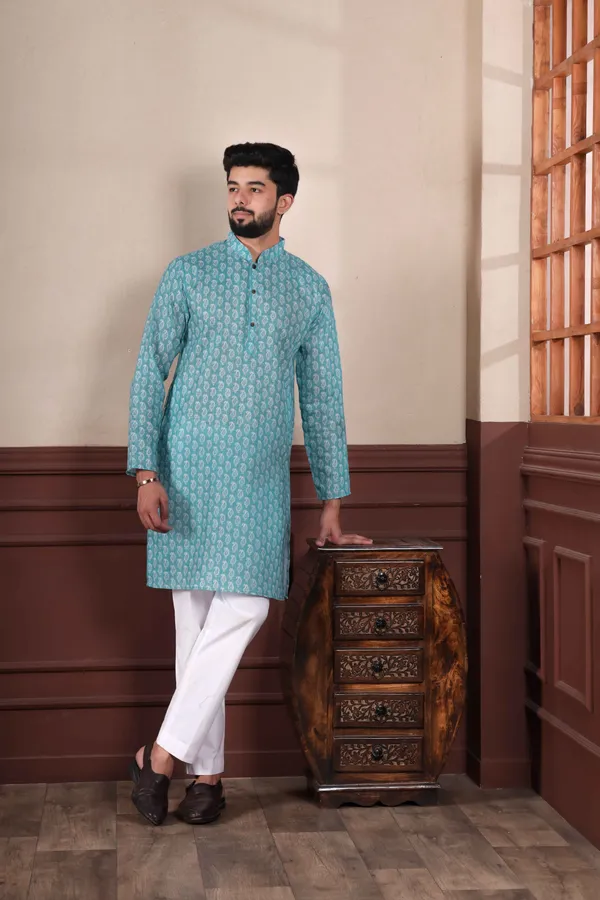 Navy_Linen_Digital_Print_Kurta