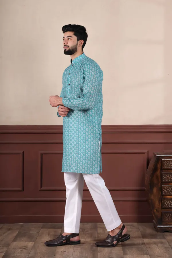 Navy_Linen_Digital_Print_Kurta