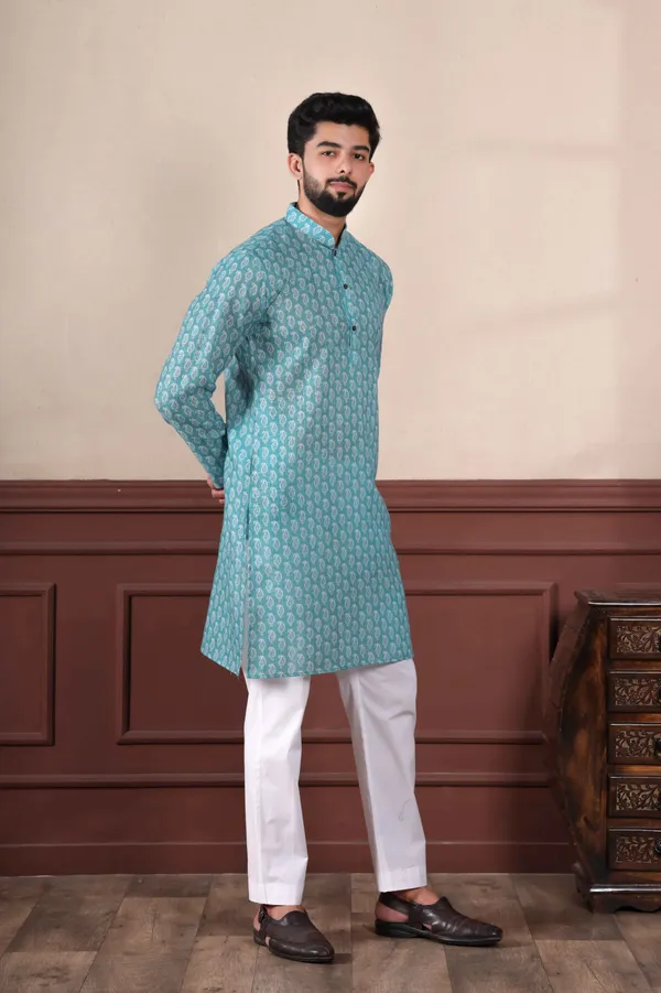 Navy_Linen_Digital_Print_Kurta
