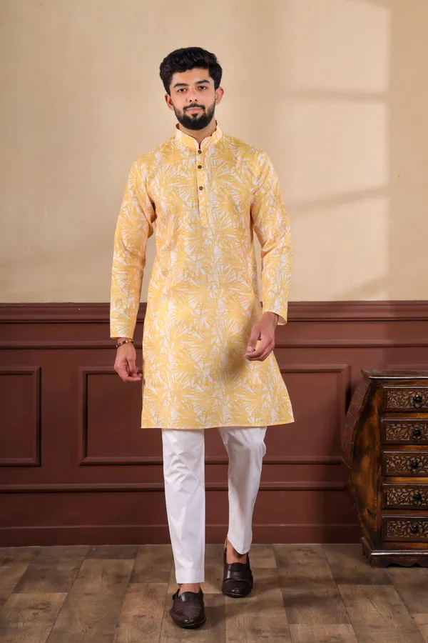 Yellow_Linen_Digital_Print_Kurta