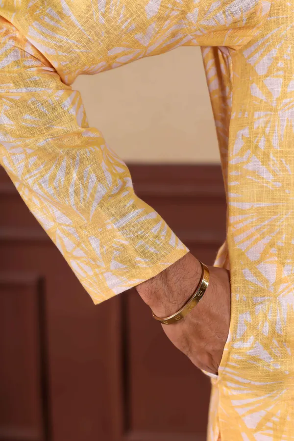 Yellow_Linen_Digital_Print_Kurta