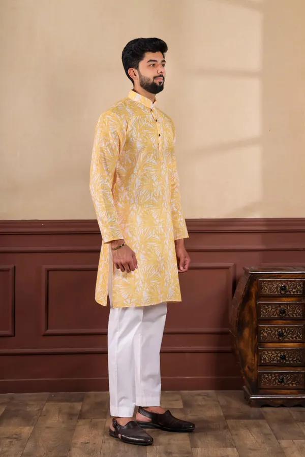 Yellow_Linen_Digital_Print_Kurta