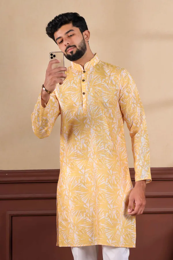 Yellow_Linen_Digital_Print_Kurta