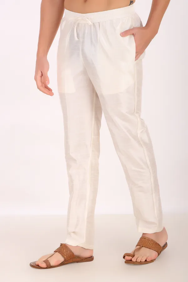 Cream_Cotton-Silk_Blend_Pyjama_For_Men