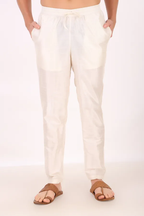 Cream_Cotton-Silk_Blend_Pyjama_For_Men
