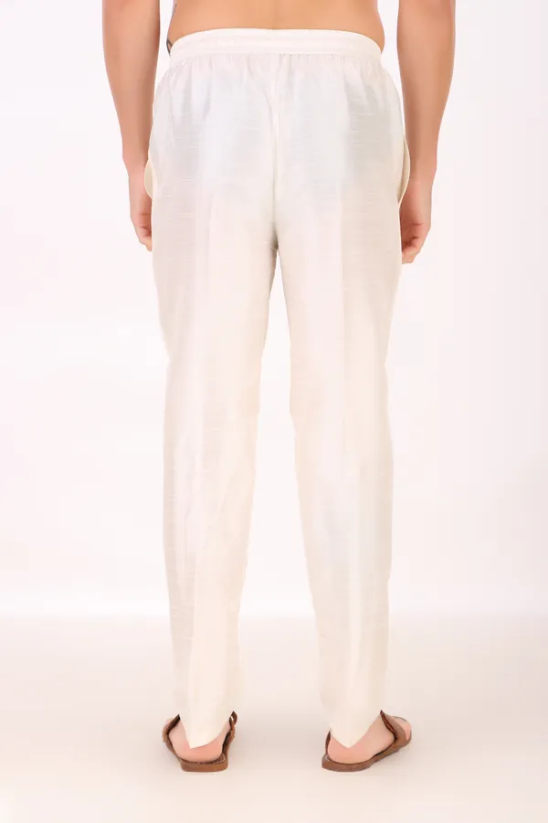 Cream_Cotton-Silk_Blend_Pyjama_For_Men