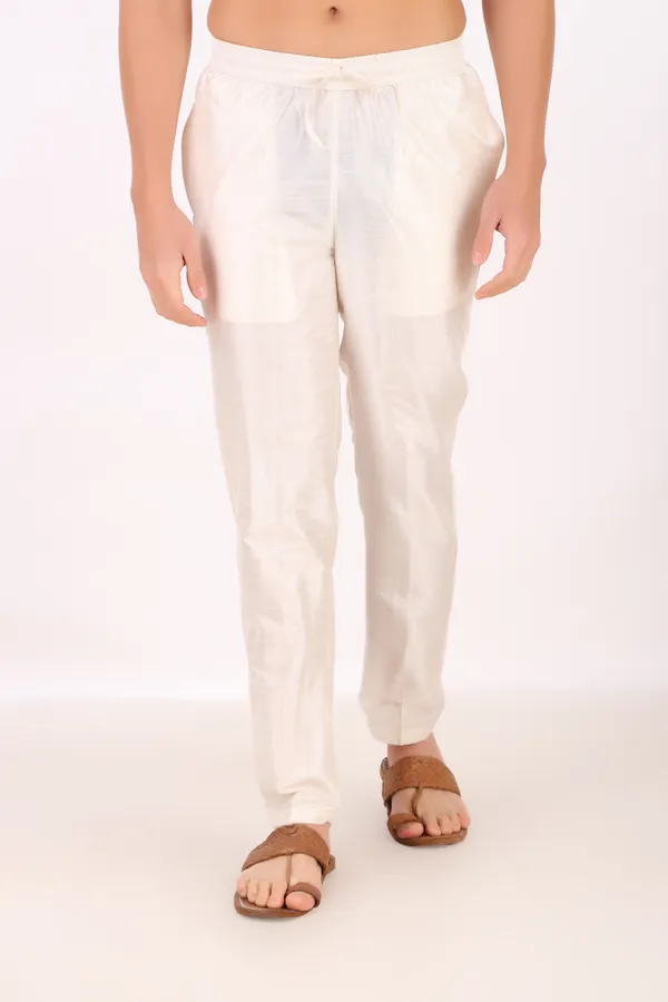 Cream_Cotton-Silk_Blend_Pyjama_For_Men