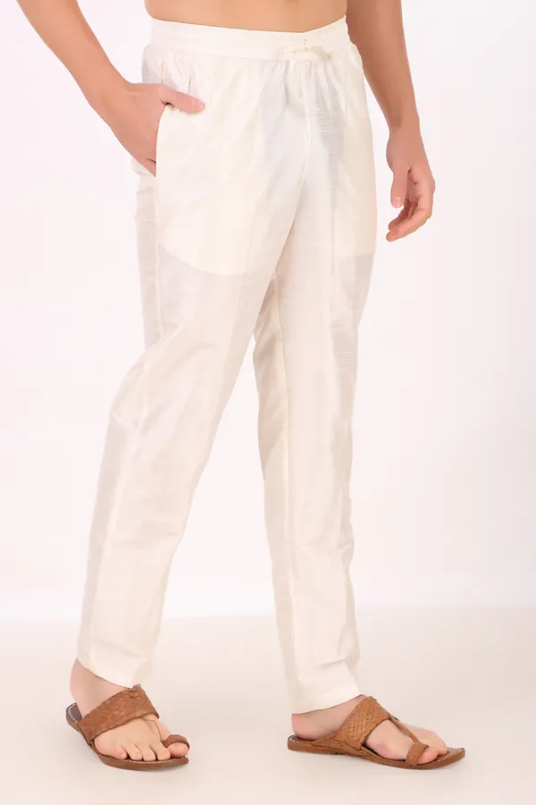 Cream_Cotton-Silk_Blend_Pyjama_For_Men