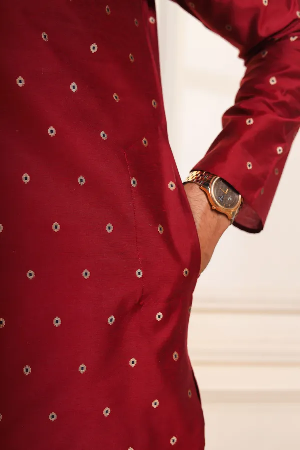 Maroon_Cotton_Resham_Butti_Ethnic_Set