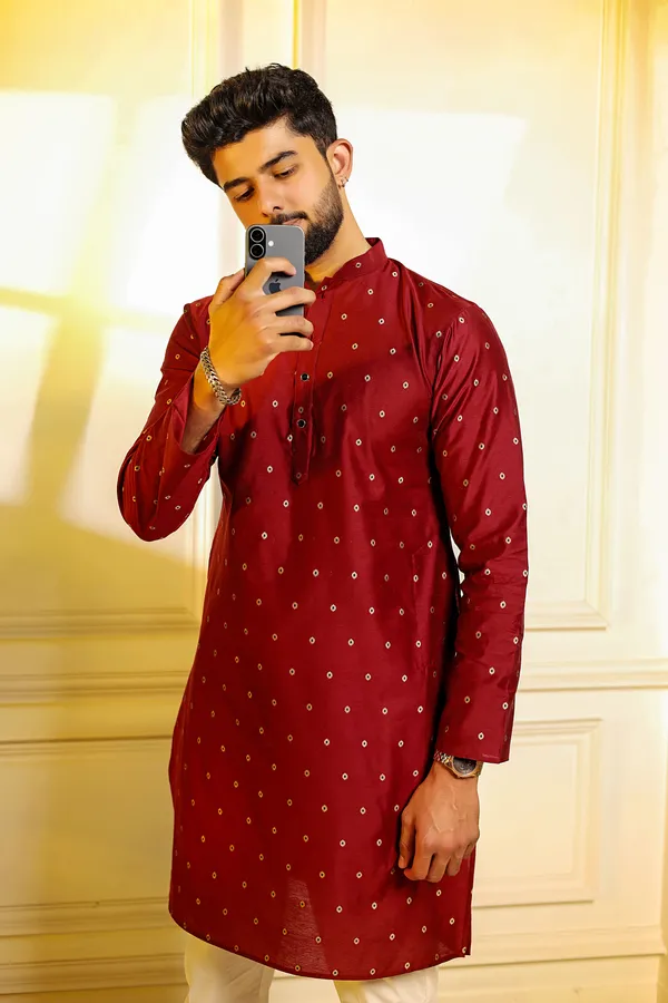 Maroon_Cotton_Resham_Butti_Ethnic_Set