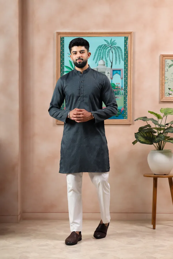 Grey_Cotton_Silk_Dobby_Texture_with_Sequins_Kurta