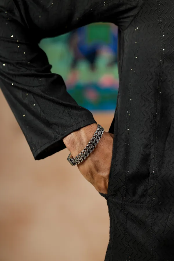 Black_Cotton_Silk_Dobby_Texture_with_Sequins_Kurta