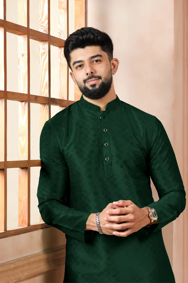 Dark_Green_Silk_Jacquard_Woven_Texture_Ethnic_Set