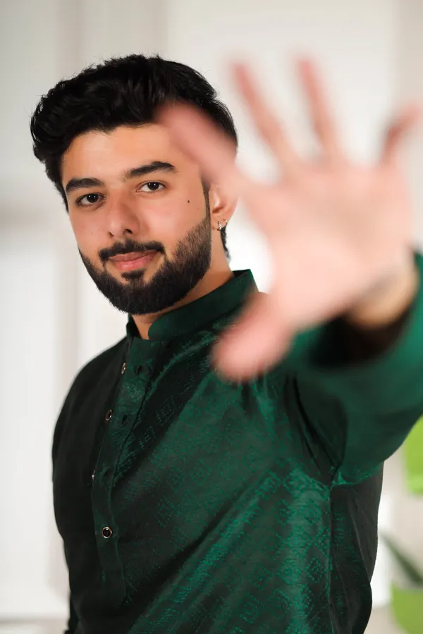Dark_Green_Silk_Jacquard_Woven_Texture_Kurta