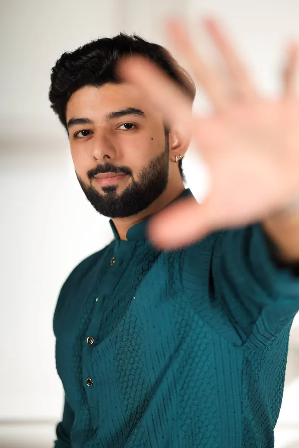 Teal_Rayon_Thread_Work_with_Sequin_Kurta
