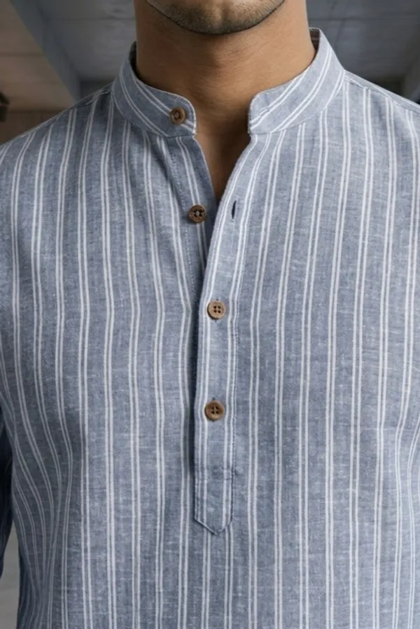 Sky_Blue__Cotton_Vertical_Stripes_Short_Kurta_For_Casual_Wear