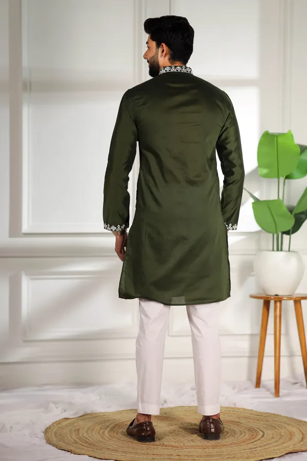 Dark_Green_Cotton_Embroidered_Neck_with_Mirror_Work_Ethnic_Set