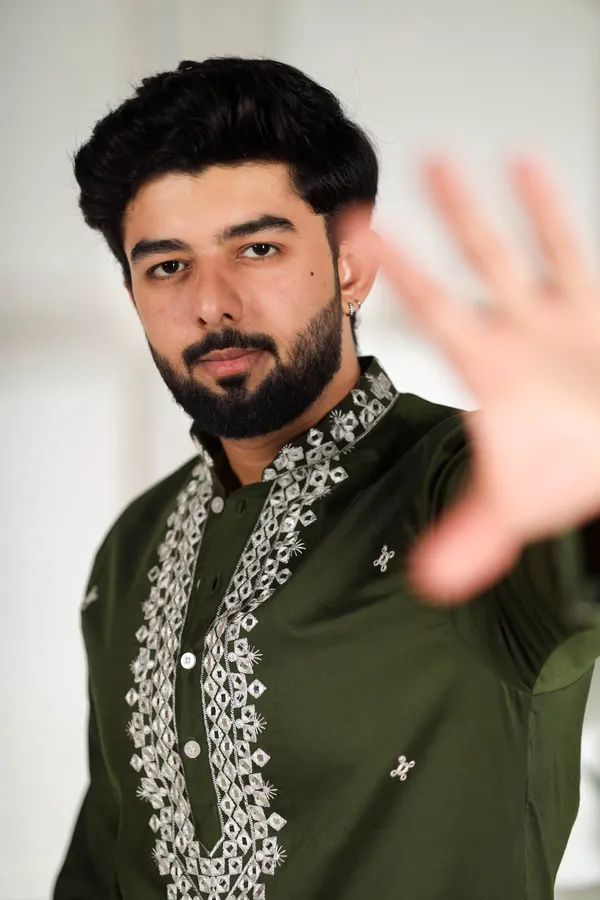 Dark_Green_Cotton_Embroidered_Neck_with_Mirror_Work_Ethnic_Set