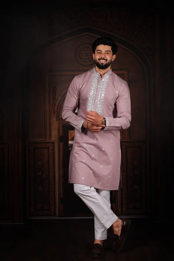 Pink_Cotton_Embroidered_Neck_with_Mirror_Work_Ethnic_Set