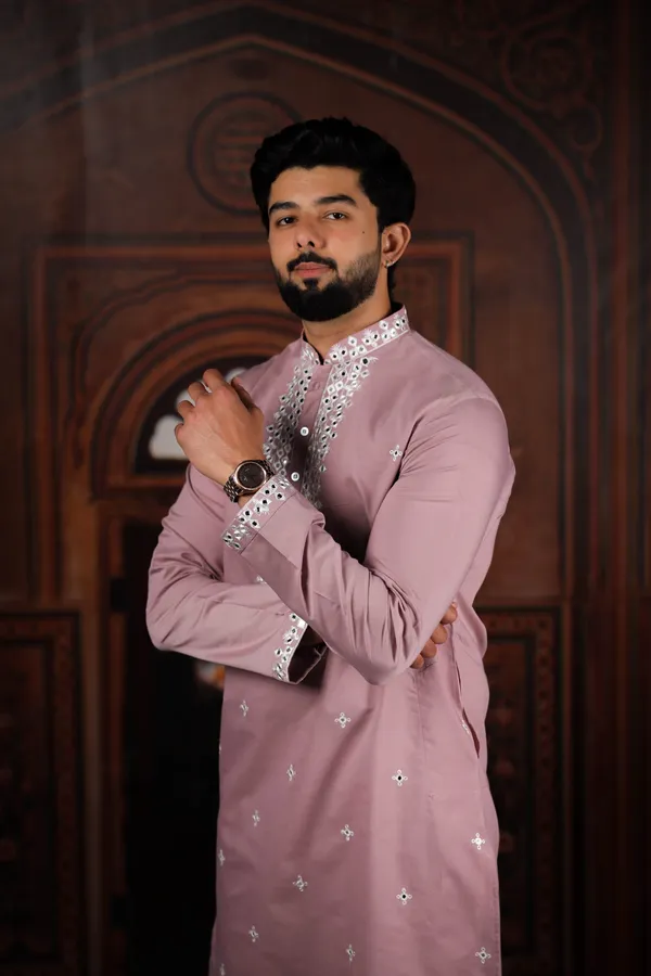 Pink_Cotton_Embroidered_Neck_with_Mirror_Work_Ethnic_Set